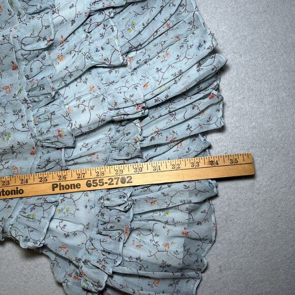 Rebecca Taylor Sleeveless Silk Chiffon Ruffle Tier Dress Size 4 Vine Floral Blue - Picture 8 of 11